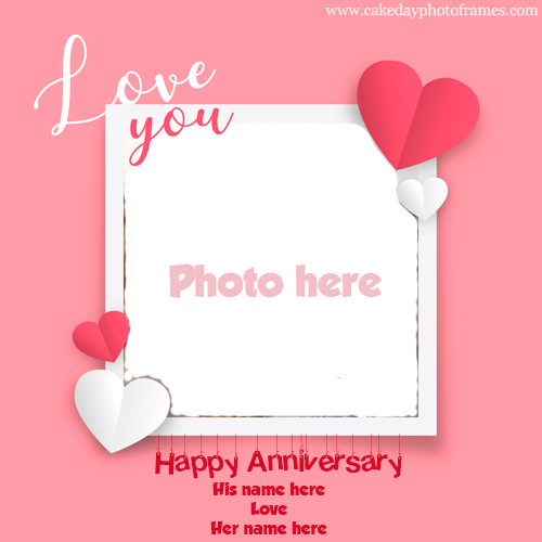 Happy Anniversary Card with Couple Name & Photoframe