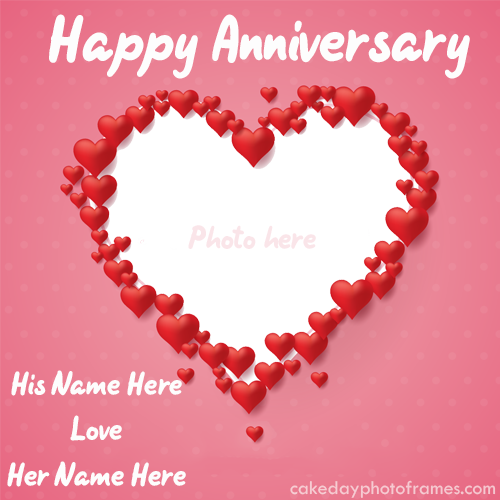 happy wedding anniversary card with name and photo