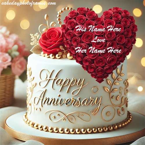 Happy Anniversary Cakes with Custom Names free edit and share