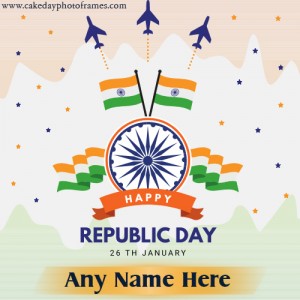 Generate Indian Flag theme Happy Republic Day Card With Name