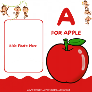 A for apple kids learing photo frame with a photo editor