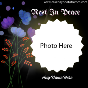 Rest in peace greeting card with name and photo edit