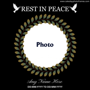 Rest in peace online photoframe with name and date