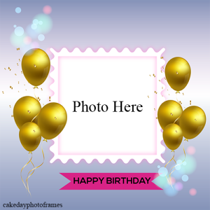 Decorated Happy Birthday Photoframe card free edit