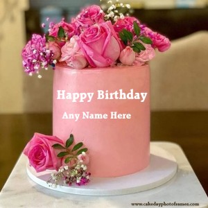 Custom Pink Birthday Cake with Name Edit Perfect for a Special Day